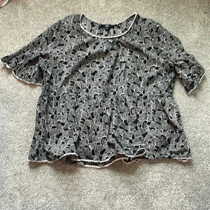 Ellos black and white 100% cotton blouse size 18